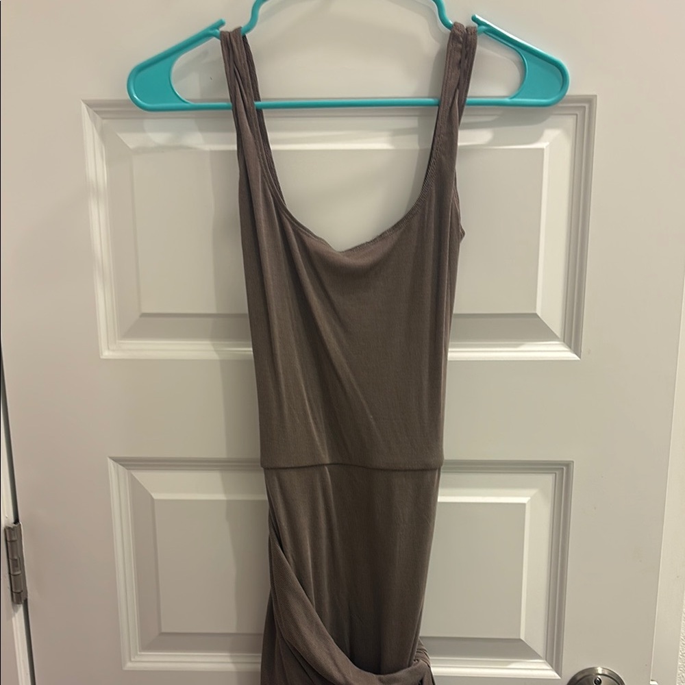 NWT Francesca Elegant Sleeveless Brown Wrap Dress